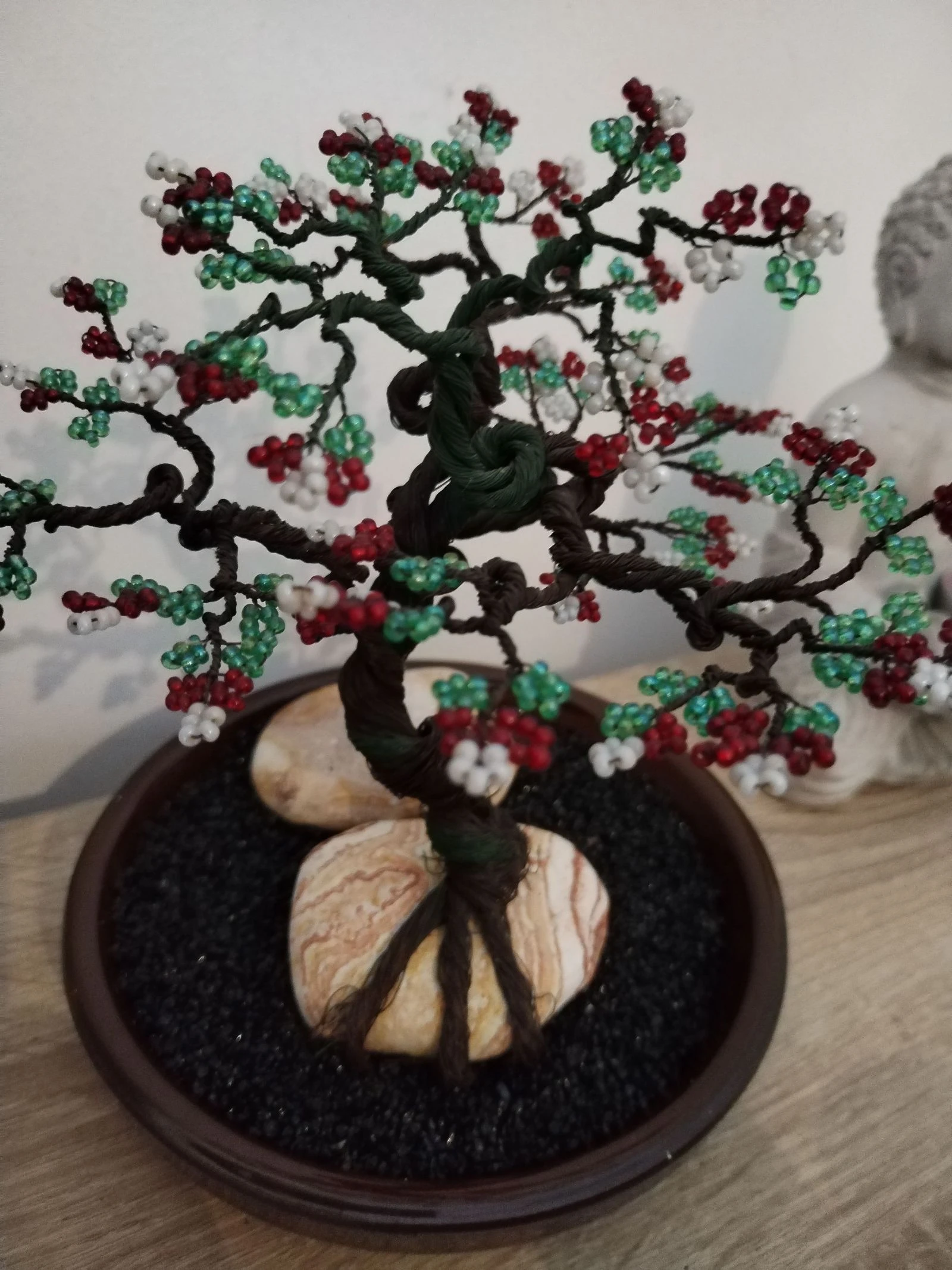 Very beautiful bonsai sculpture made of wire and pretty small beads. Handmade artisanal. – photo 2